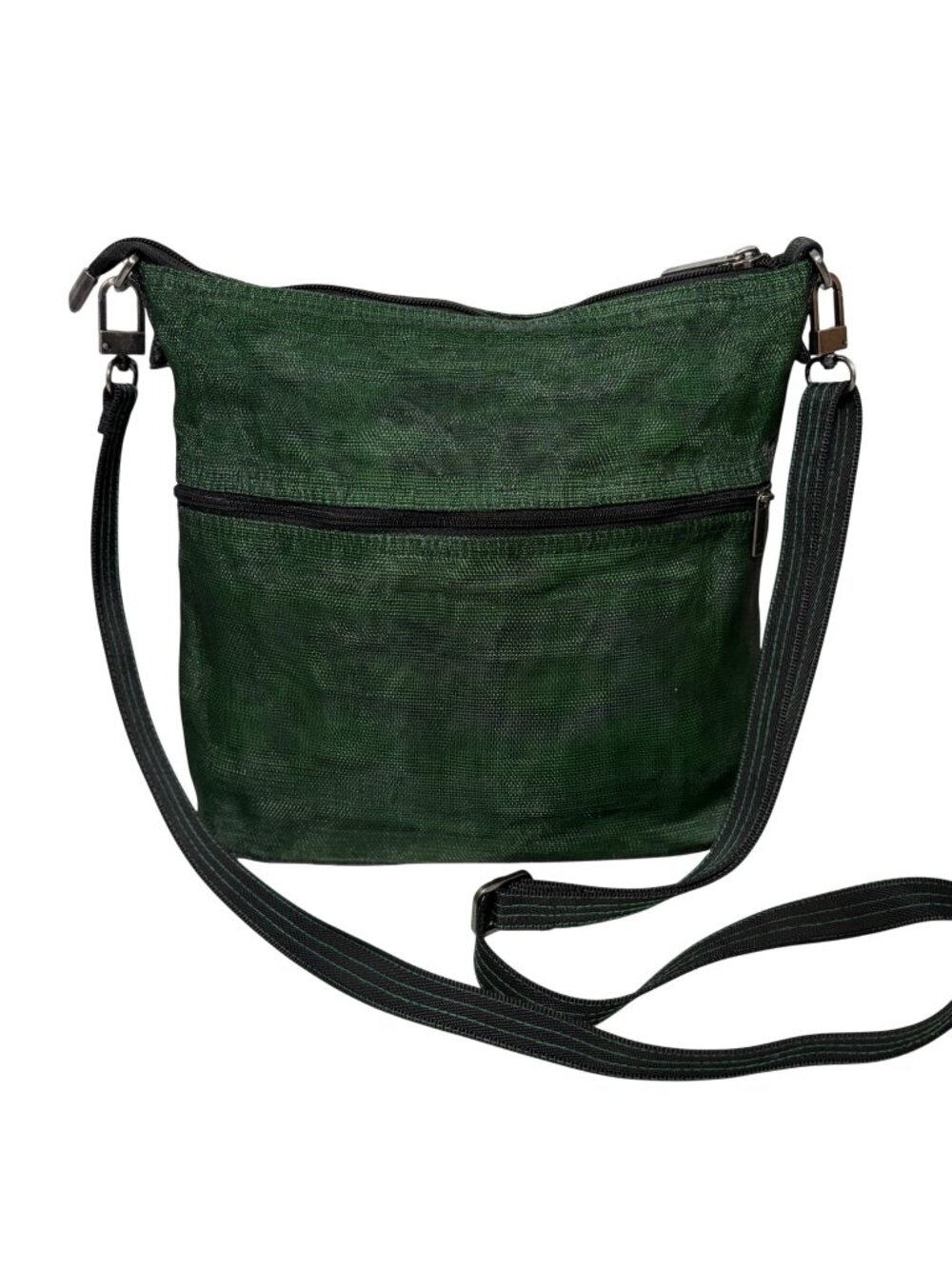 Smateria Crossbody Bag Green Recycled Netting Vegan Adjustable Strap Lightweight